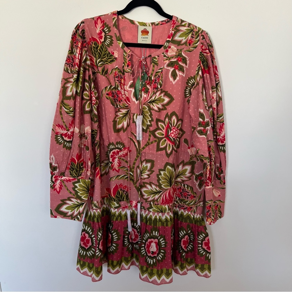 Farm Rio Pink Floral Cotton Dress - Size L